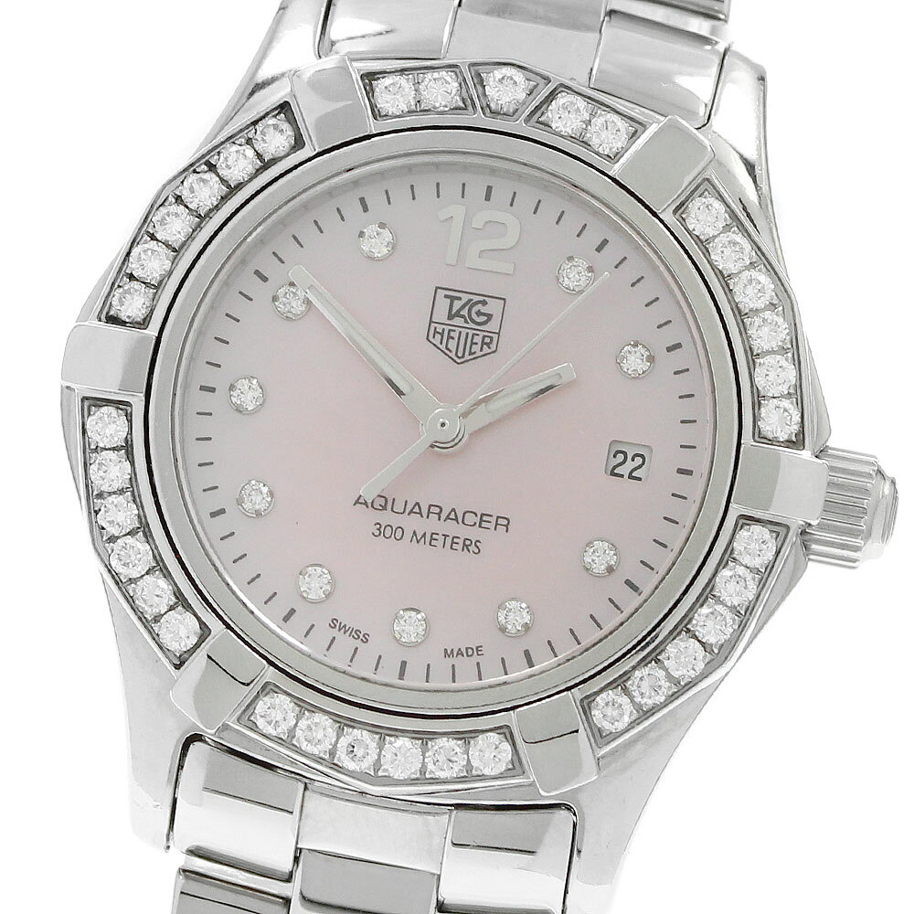 タグホイヤー TAG HEUER WAF141B アクアレーサー ダイヤベゼル 10P クォーツ レディース 保証書付き_968148【中古】