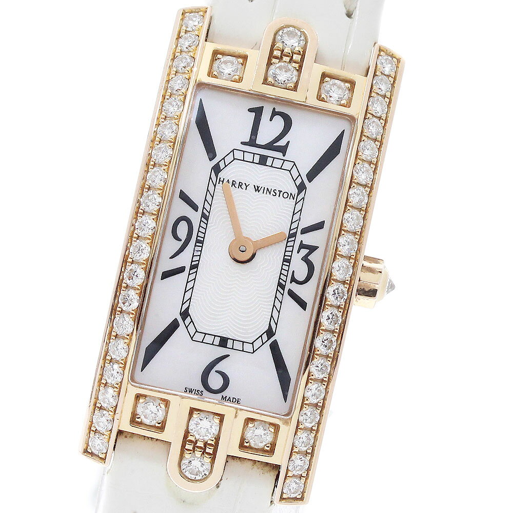 ハリーウィンストン HARRY WINSTON AVCQHM16RR017 アヴェニューCミニ K18PG ダイヤベゼル クォーツ レディース 保証書付き_965679【中古】