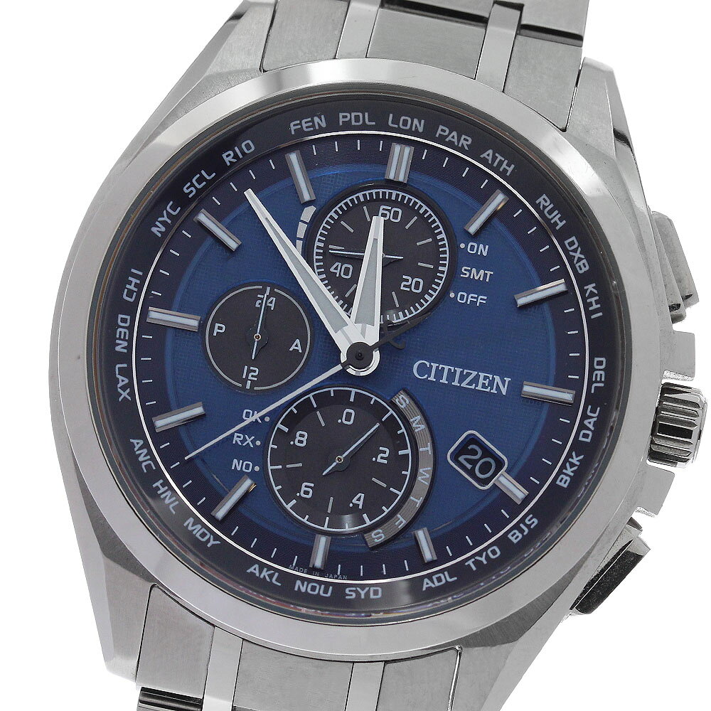 シチズン CITIZEN H804-T018696/AT8040-57L アテッサ エコドライブ ダイレクトフライト クロノグラフ ソーラー電波 メンズ 良品 _972113【中古】