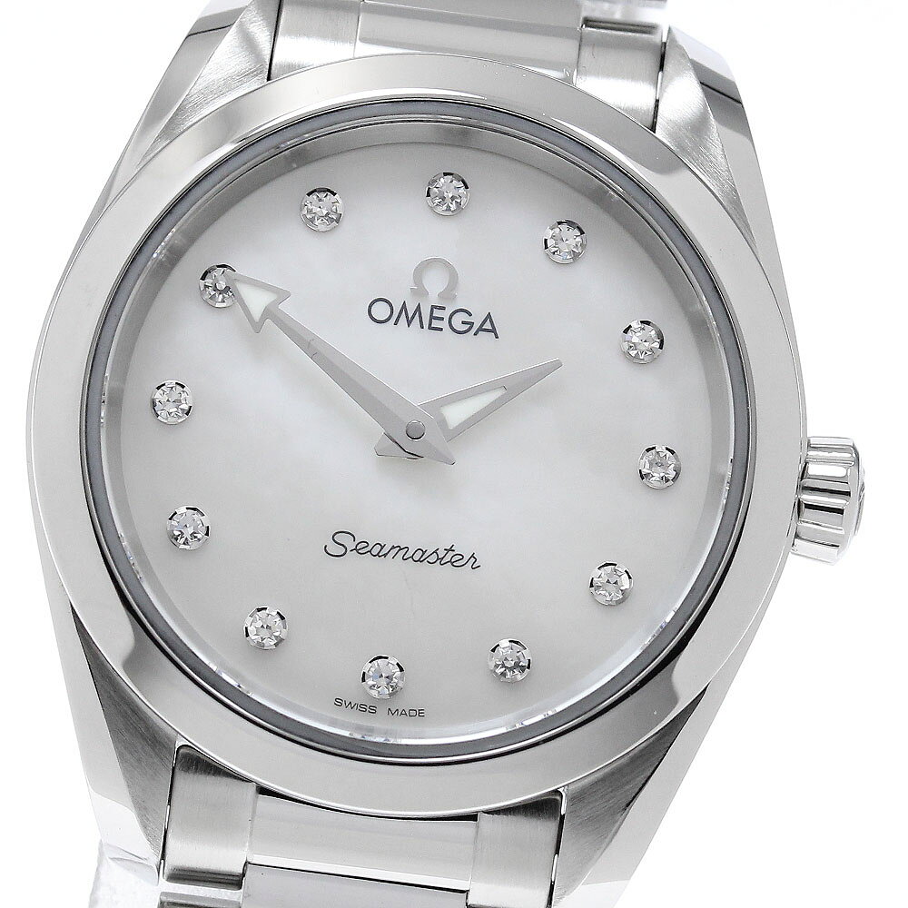 オメガ OMEGA 220.10.28.60.55.001 シーマスター アクアテラ 12Pダイヤモンド クォーツ レディース 美品 箱・保証書付き_965164【中古】