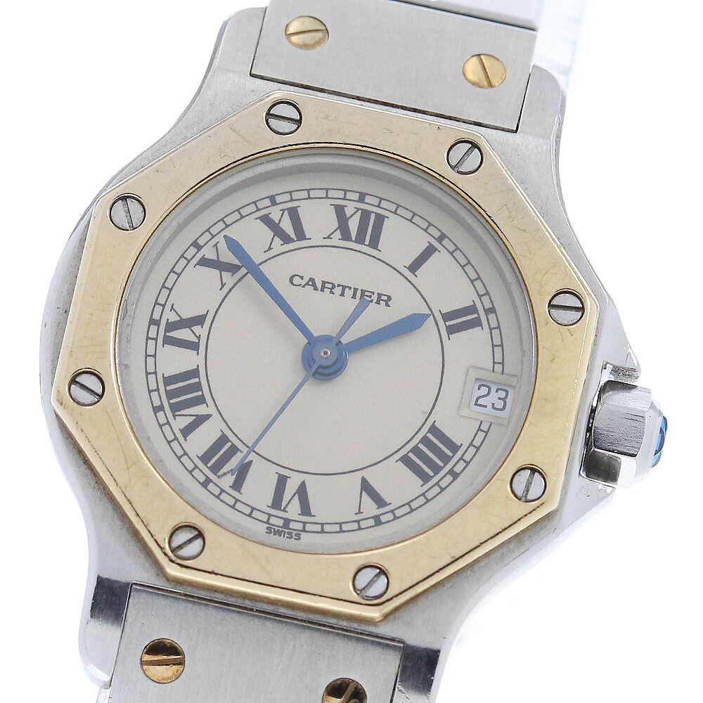 カルティエ CARTIER W2001683 サントスオクタゴンSM デイト YGコンビ クォーツ レディース _972172【中古】