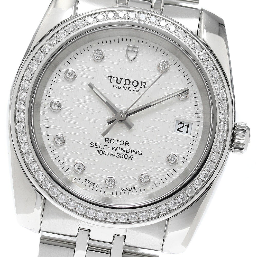 チュードル TUDOR 21020 クラシック デイト ダイヤベゼル 10Pダイヤ 自動巻き メンズ 保証書付き_972564【中古】