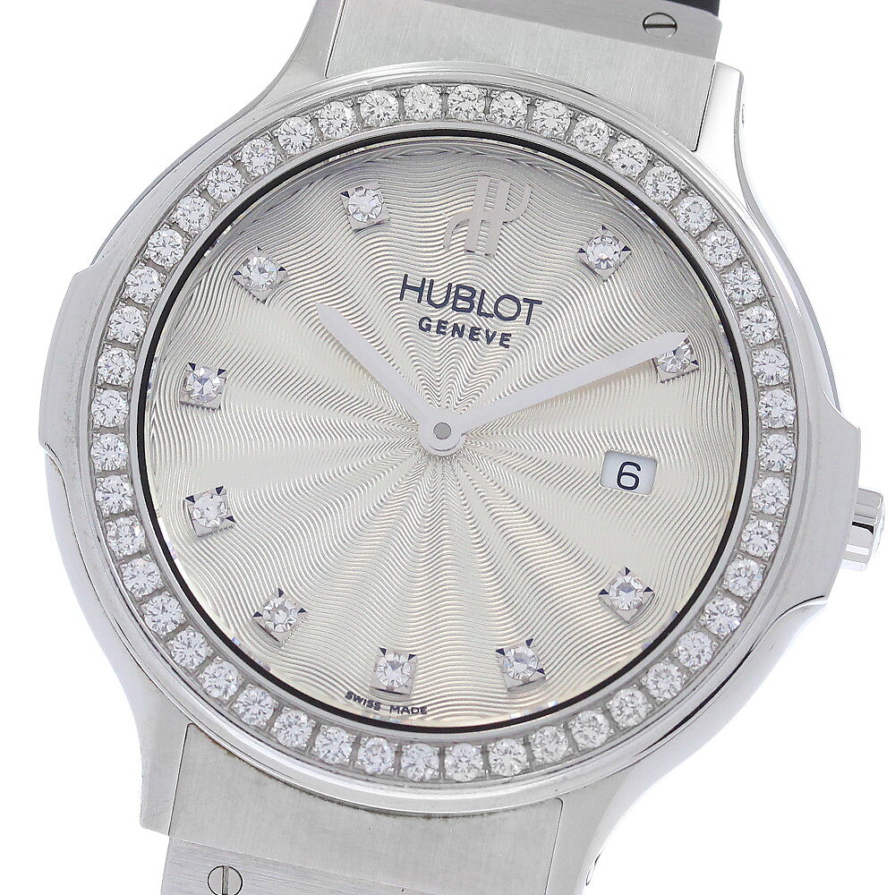 ウブロ HUBLOT B1405.1 クラシック トラディション 10P ダイヤベゼル クォーツ レディース 良品 保証書付き_972319【中古】
