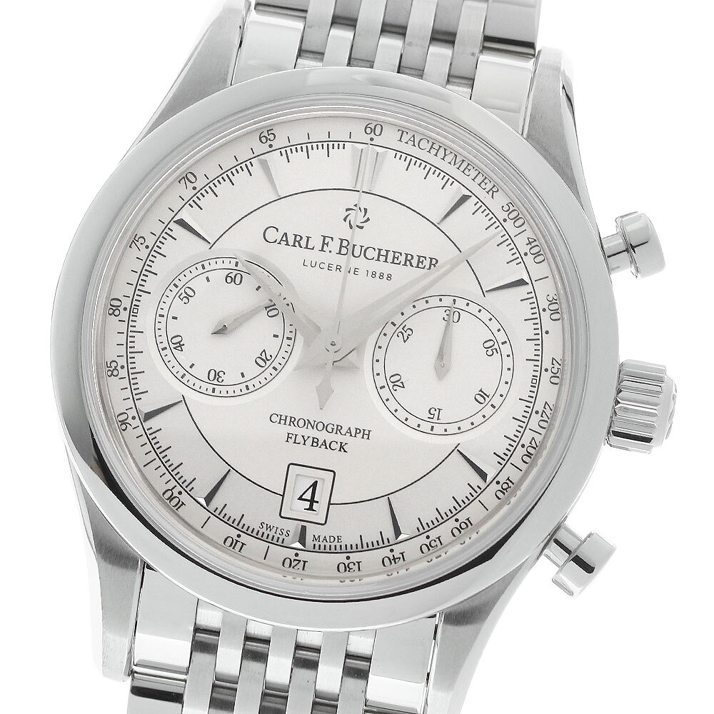 カール F.ブヘラ CARL F.BUCHERER 00.10919.08.13.21 マネロ フライバック デイト クロノグラフ 自動巻き メンズ 美品 保証書付き_973256【中古】