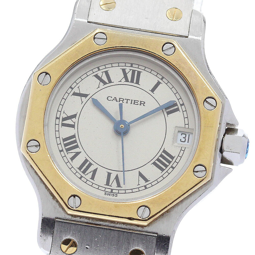 カルティエ CARTIER W2001683 サントスオクタゴンSM デイト YGコンビ クォーツ レディース _972170【中古】