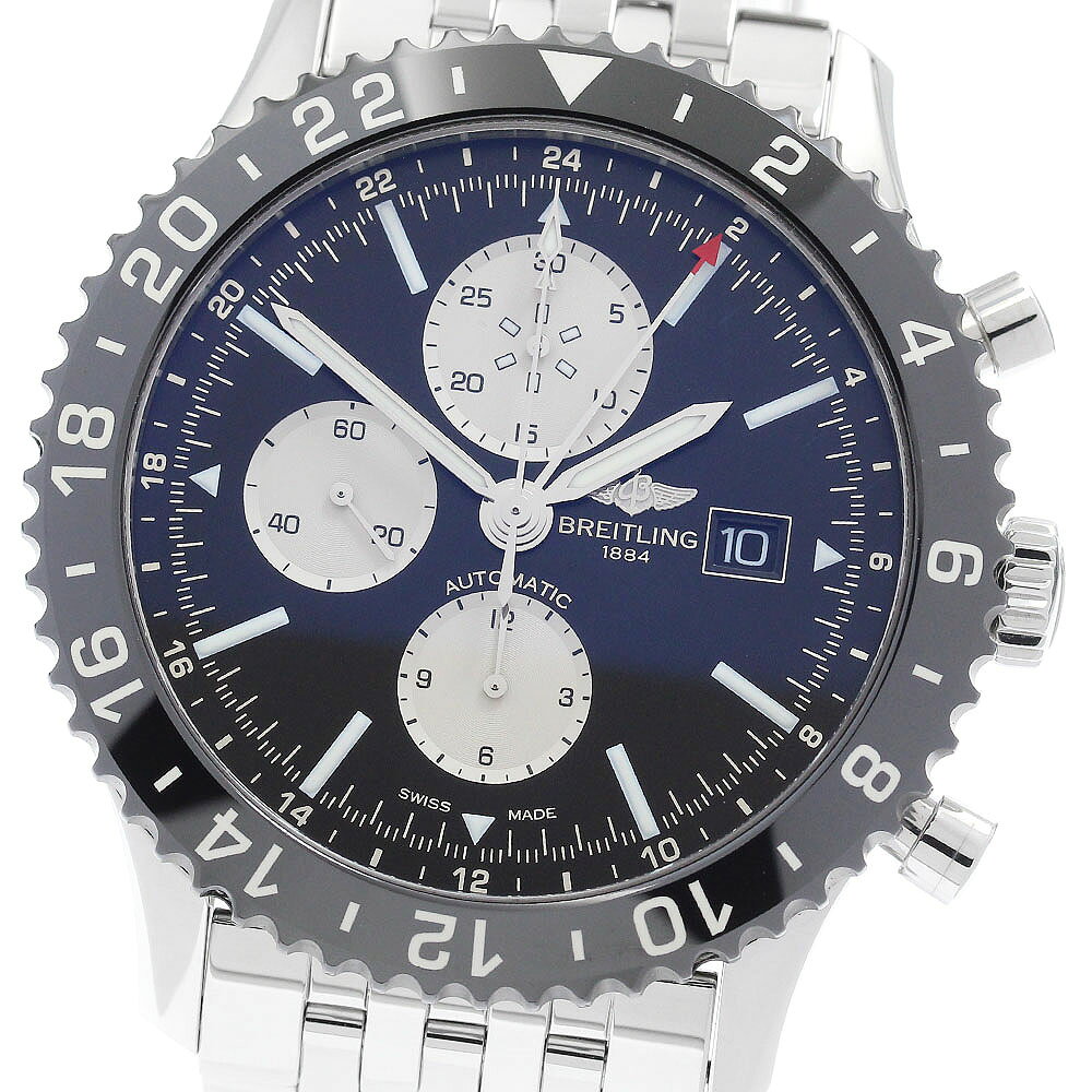 ブライトリング BREITLING Y24310 クロノライナー デイト GMT 自動巻き メンズ 美品 保証書付き_973234【中古】