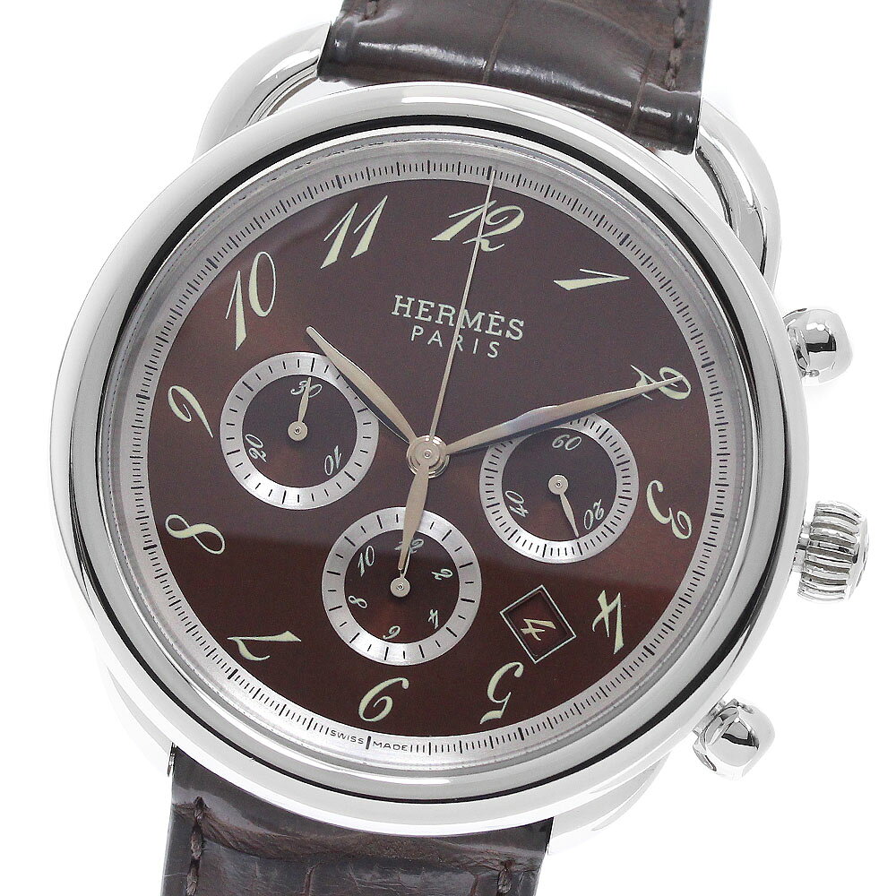 エルメス HERMES AR4.910 アルソー クロノグラフ 自動巻き メンズ 良品 保証書付き_970478【中古】