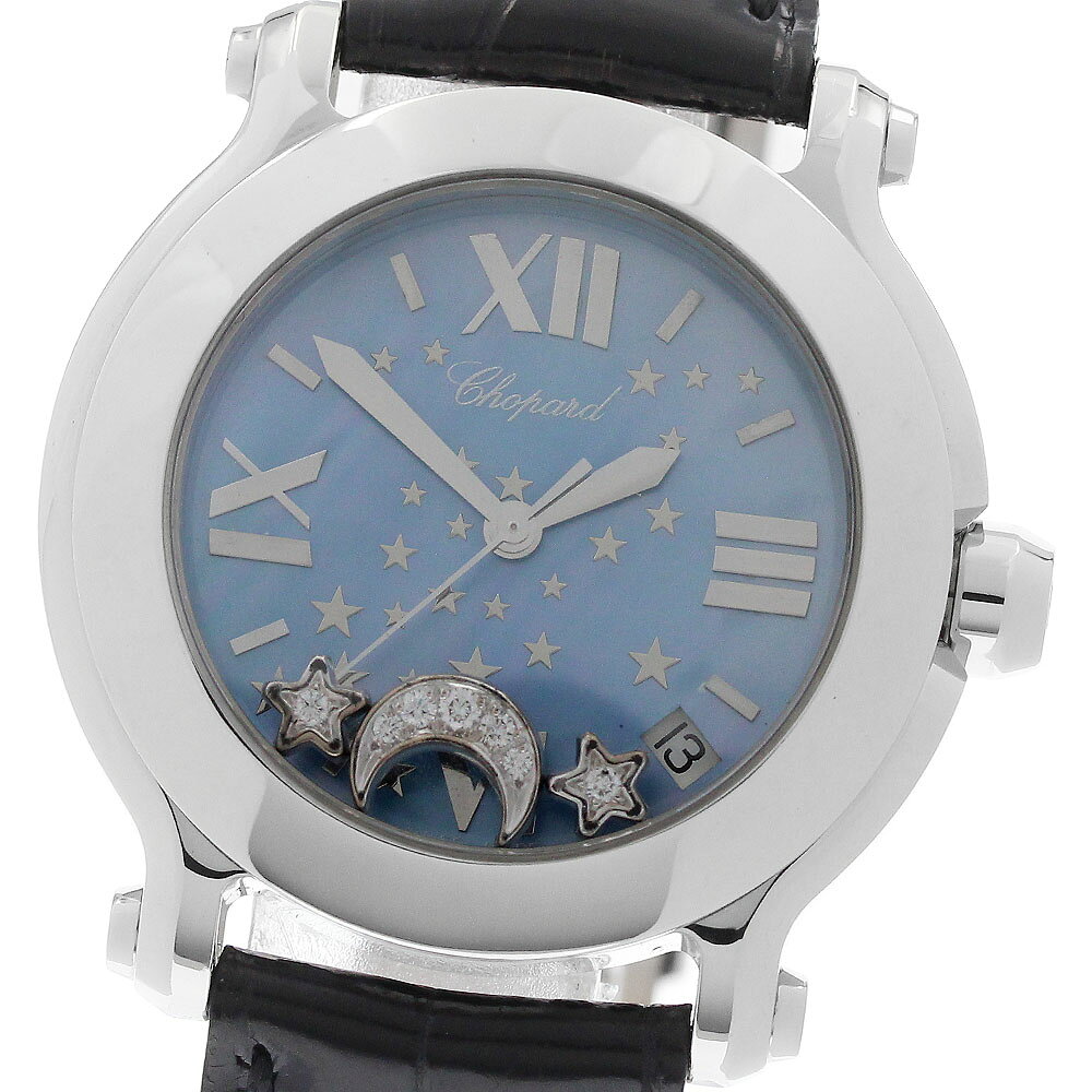 ショパール Chopard 8475 ハッピースポーツ ムーン＆スター 500本限定 デイト クォーツ レディース 美品 _970905