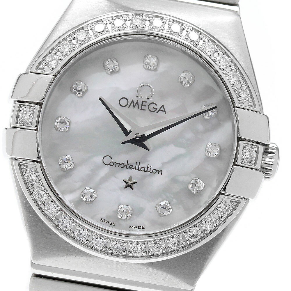 オメガ OMEGA 123.15.24.60.55.001 コンステレーション ブラッシュ ダイヤベゼル 12P シェル文字盤 クォーツ レディース 保証書付き_972980【中古】