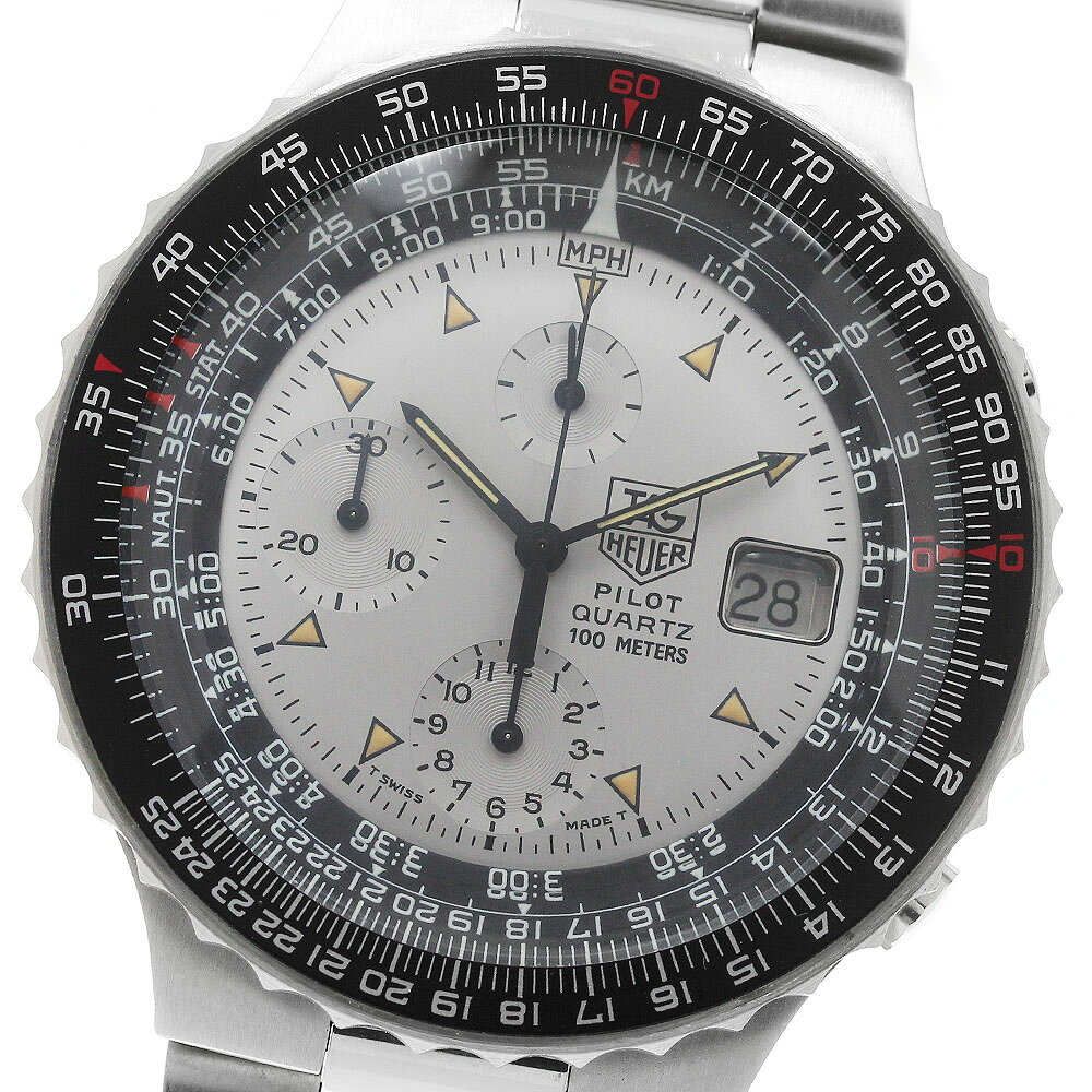 タグホイヤー TAG HEUER 230.006.Z パイロット クロノグラフ デイト クォーツ メンズ 良品 内箱・保証書付き_972850【中古】