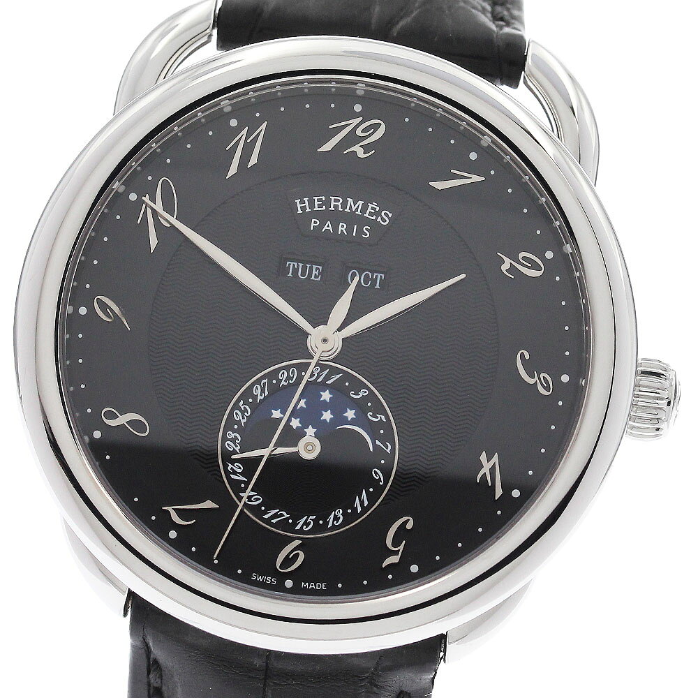 エルメス HERMES AR8.810 グランドリュンヌ マキシムアルソー ムーンフェイズ 自動巻き メンズ _973693【中古】