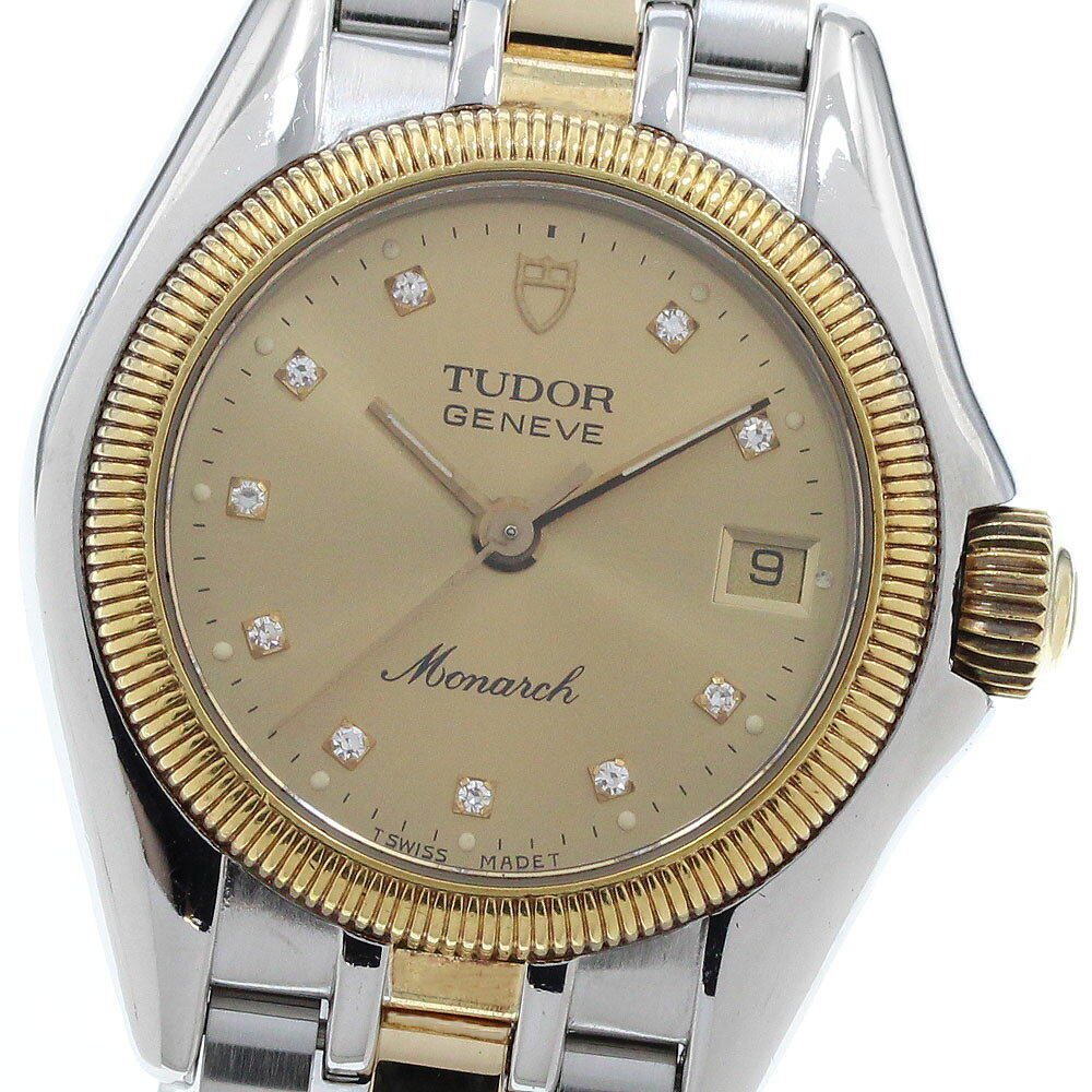 チュードル TUDOR 15833 モナーク デイト 10Pダイヤ クォーツ レディース _967326【中古】