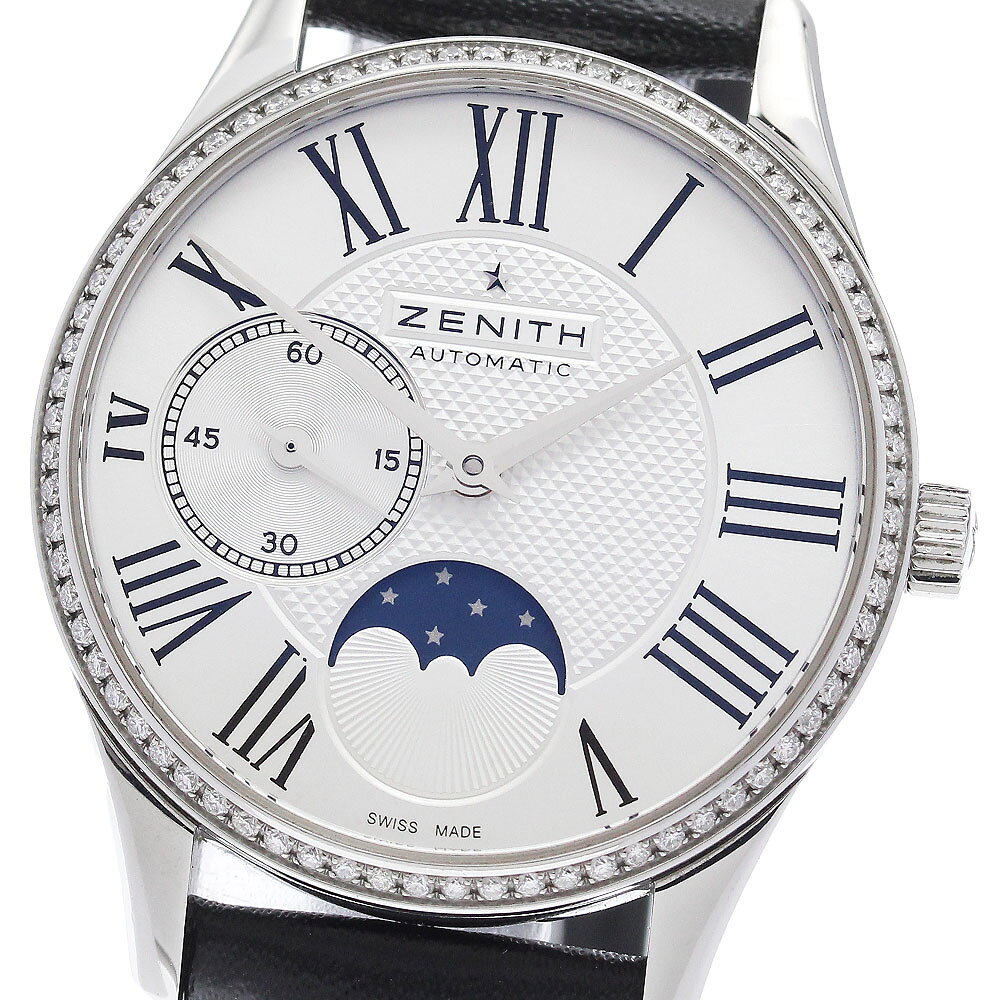 ゼニス ZENITH 16.2310.692 クラスエリート ウルトラシン ムーンフェイズ ダイヤベゼル 自動巻き レディース 良品 保証書付き_971207【中古】