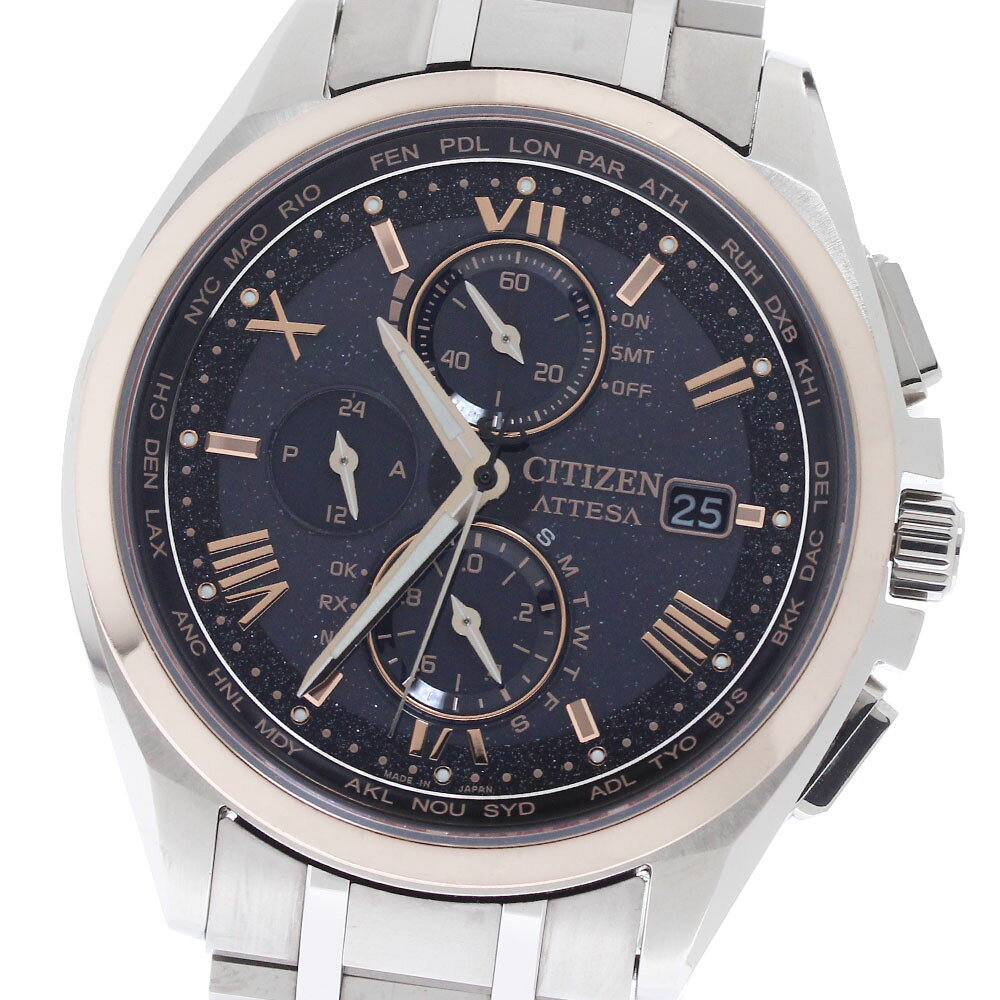 シチズン CITIZEN AT8254-61E/H800-A1CDW03 アテッサ エコドライブ デイト クロノグラフ ソーラー電波 メンズ _972197【中古】