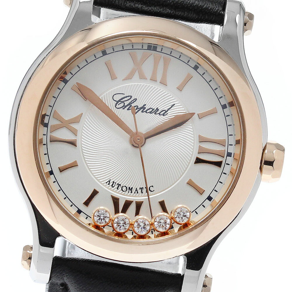 ショパール Chopard 278573-6001 ハッピースポーツ PGベゼル 5Pダイヤ 自動巻き レディース 良品 箱・保証書付き_959910