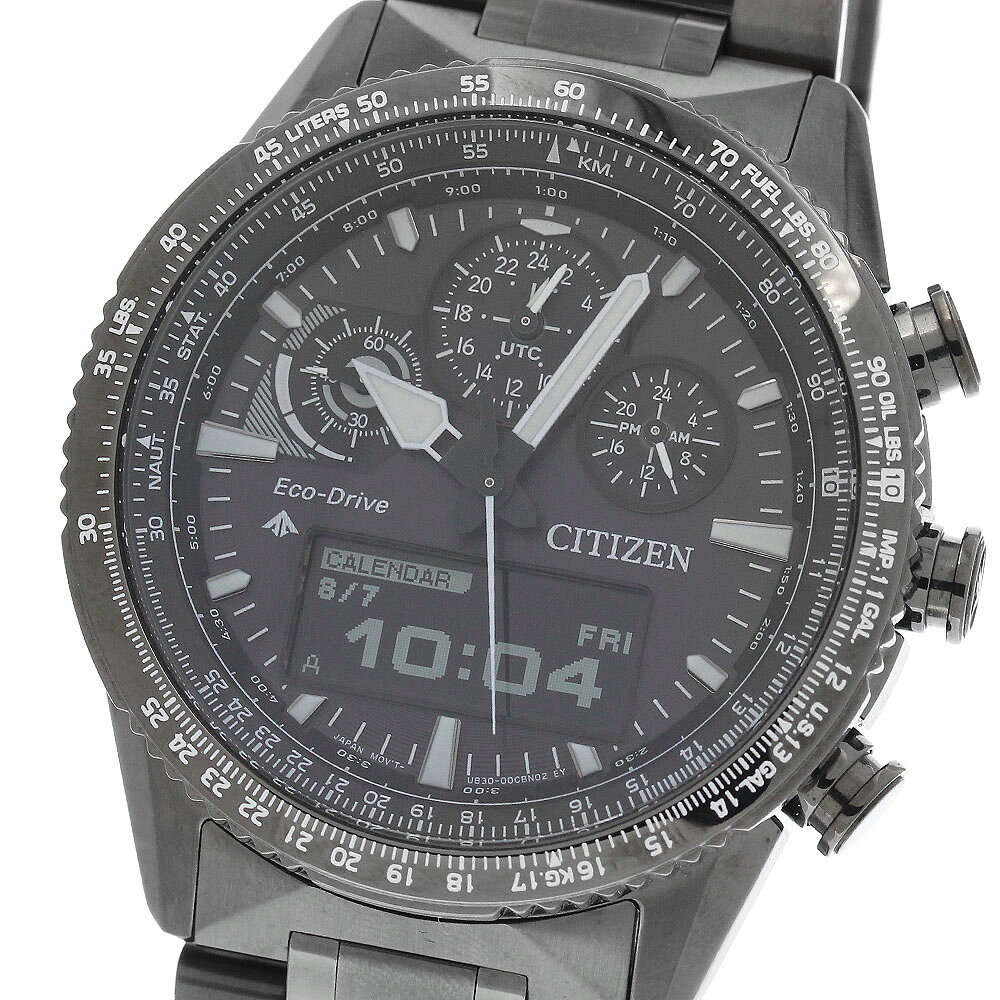 シチズン CITIZEN U830-00CG902/JV2005-58E プロマスター スカイ 多機能 ソーラー電波 メンズ 極美品 箱・保証書付き_974419【中古】