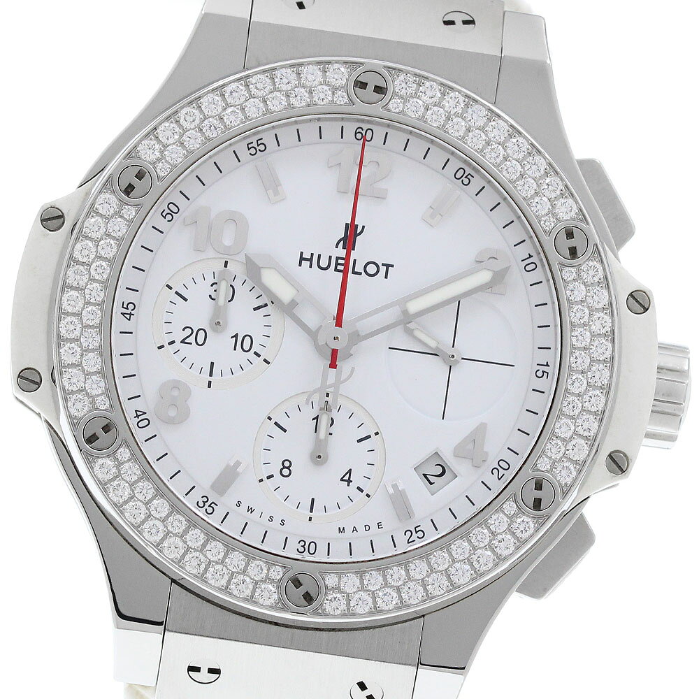 訳あり ウブロ HUBLOT 342.SE.230.RW.114 ビッグバン スチールホワイト ダイヤモンド クロノグラフ 自動巻き メンズ 保証書付き_972952