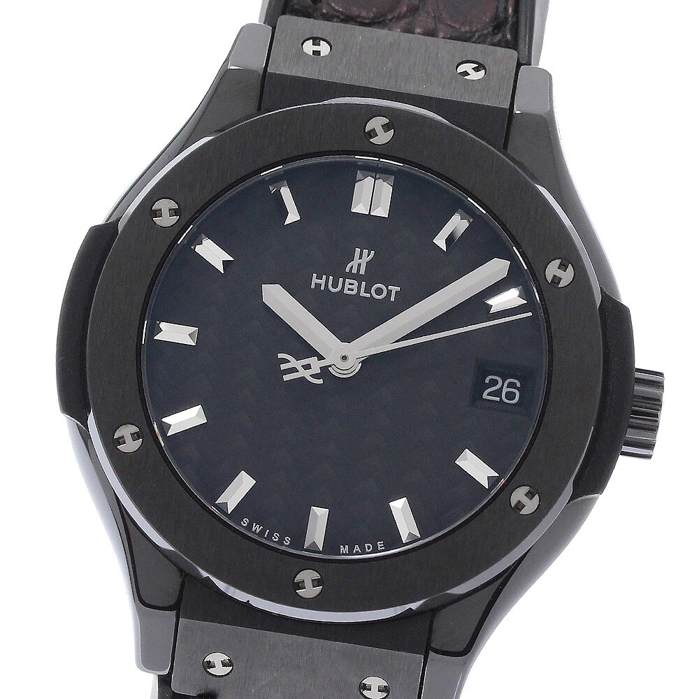 ウブロ HUBLOT 581.CM.1771.RX クラシックフュージョン ブラックマジック デイト クォーツ レディース 保証書付き_975376