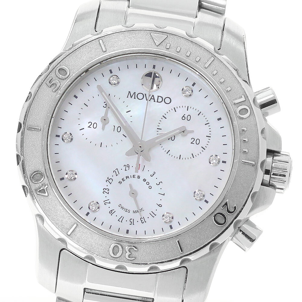 モバード Movado 14.3.14.1244 シリーズ800 8Pダイヤ シェル文字盤 クロノグラフ クォーツ レディース _975843【中古】
