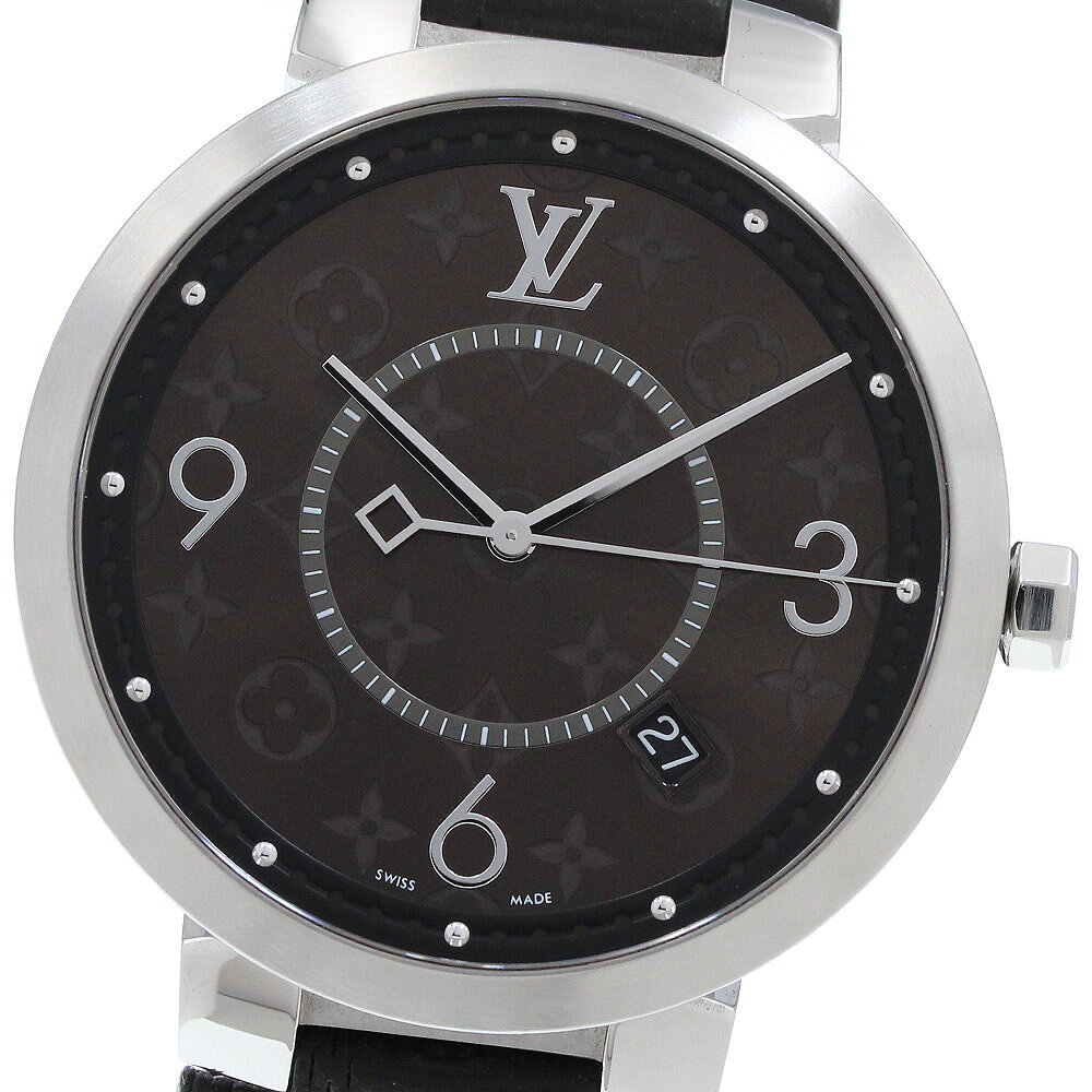 ルイ・ヴィトン LOUIS VUITTON QA005 タンブールスリム モノグラム デイト クォーツ メンズ _973088【中古】