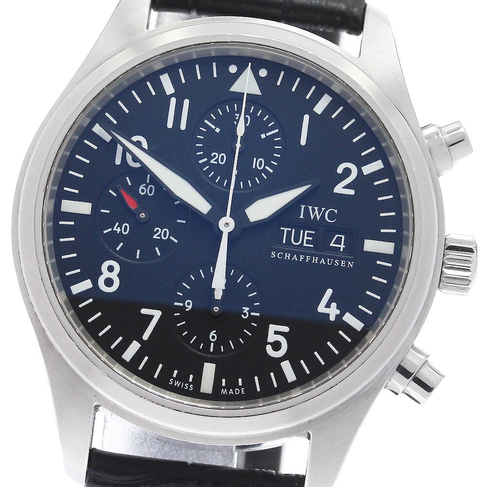 IWC SCHAFFHAUSEN IW371701 パイロットウォッチ デイデイト クロノグラフ 自動巻き メンズ 保証書付き_976385