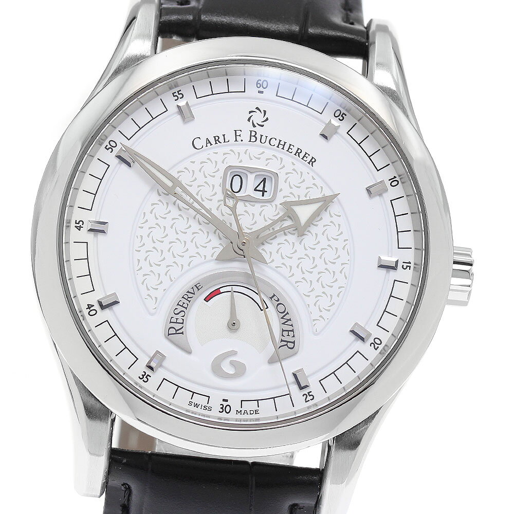 カール F.ブヘラ CARL F.BUCHERER 00.10905.08.26.01 マネロ ビッグデイト デイト パワーリザーブ 自動巻き メンズ 良品 _971047【中古】
