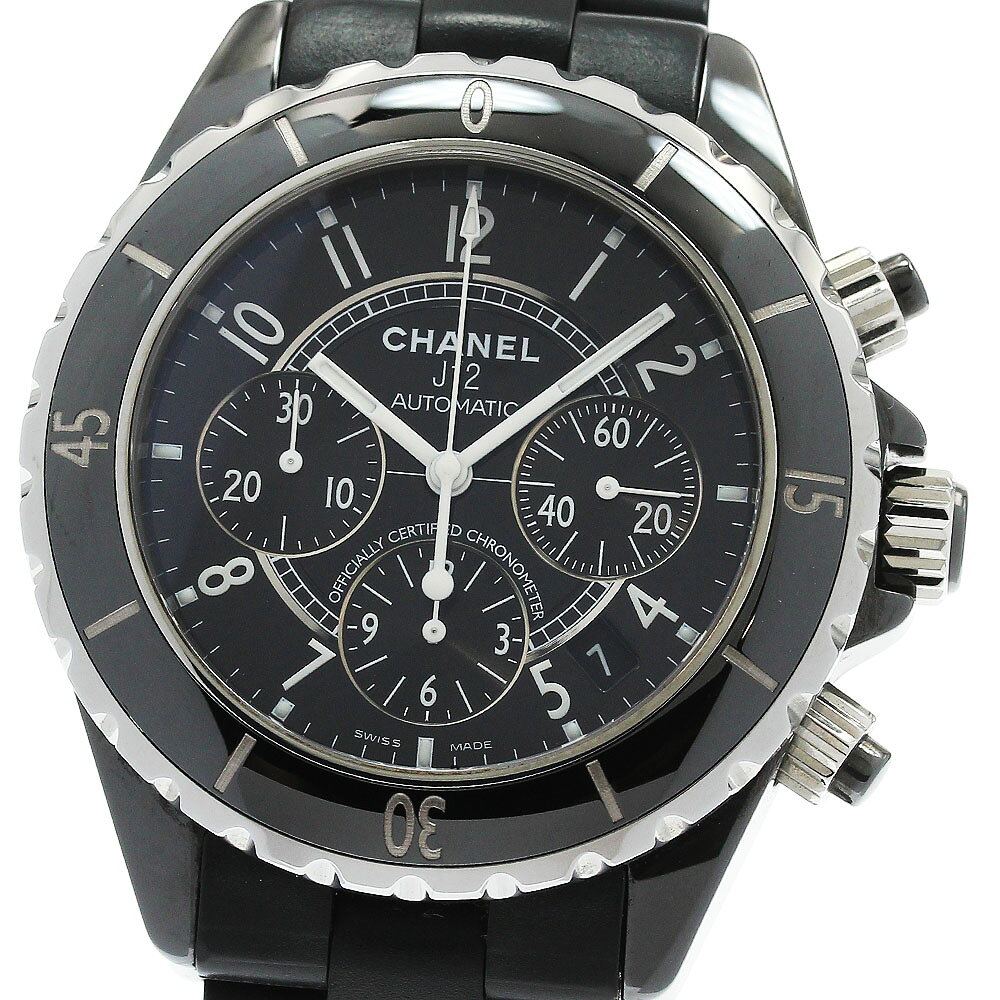 シャネル CHANEL H0939 J12 黒セラミック クロノグラフ 自動巻き メンズ 美品 保証 ...