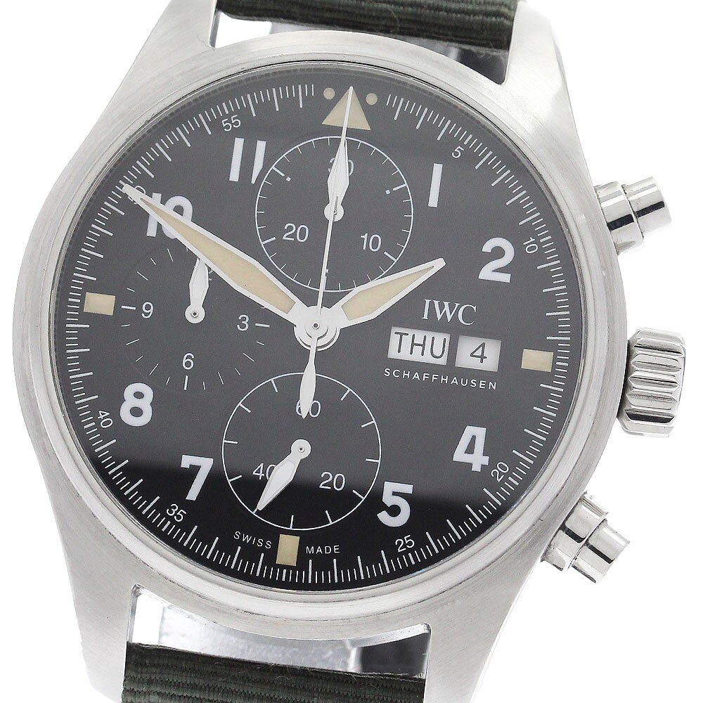 IWC IWC SCHAFFHAUSEN IW387901 パイロットウォッチ スピットファイヤ クロノグラフ デイデイト 自動巻き メンズ 美品 保証書付き_980903