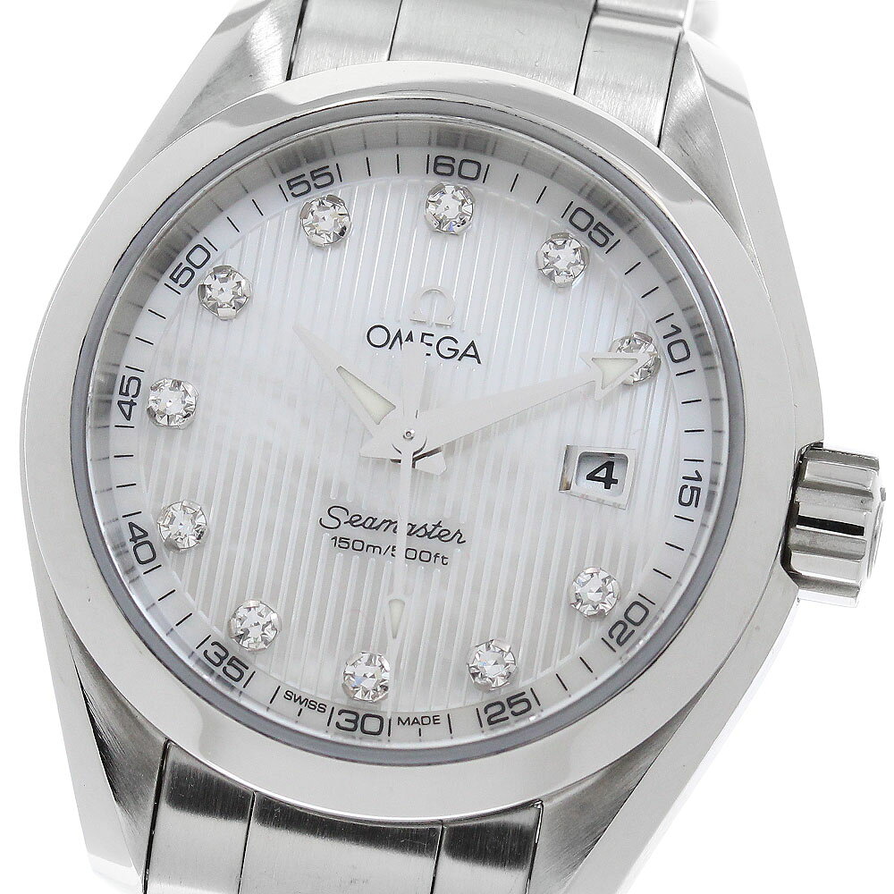 オメガ OMEGA 231.10.30.61.55.001 シーマスター アクアテラ 11Pダイヤ シェル文字盤 クォーツ レディース 良品 箱付き_974924