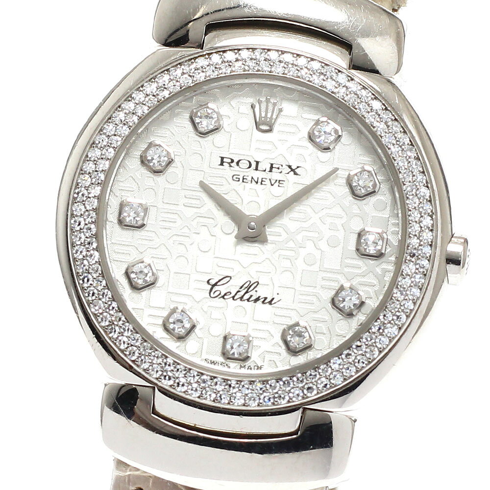 ロレックス ROLEX 6671/9 チェリーニ K18WG 11Pダイヤ ダイヤベゼル クォーツ レディース 保証書付き_968265