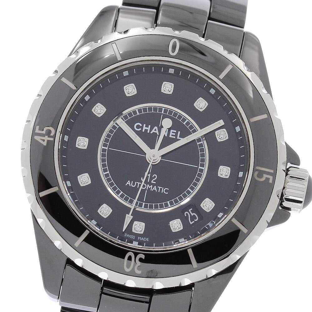 シャネル CHANEL H1626 J12 38mm 黒セラミック 12Pダイヤ 自動巻き メンズ _977620【中古】