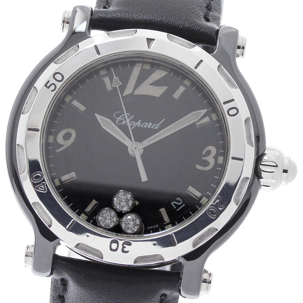 ショパール Chopard 28/8507 ハッピーセラミック 3Pダイヤ 限定3000本 クォーツ メンズ _974881