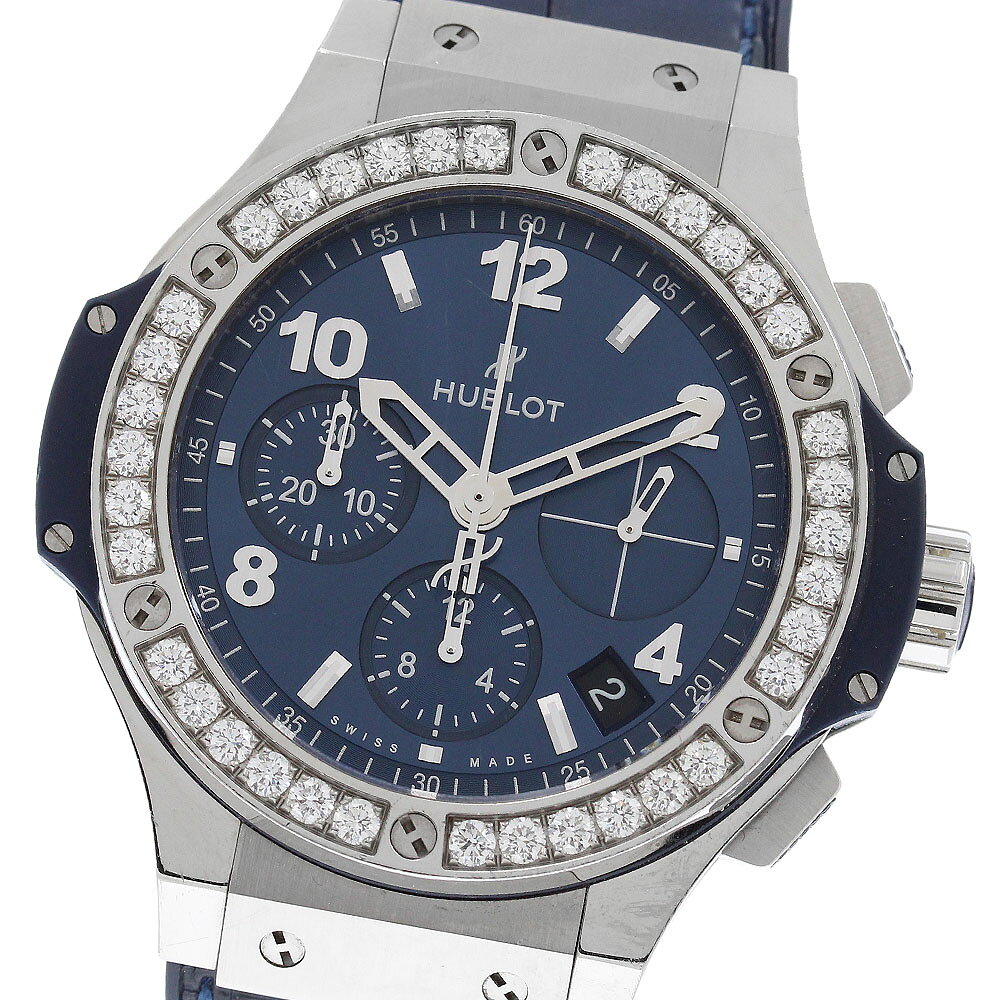 ウブロ HUBLOT 341.SX.7170.LR.1204 ビッグバン スチール ブルー クロノグラフ ベゼルダイヤ 自動巻き メンズ _984481