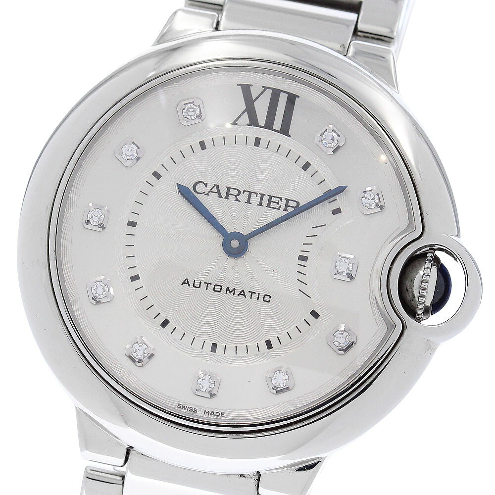 カルティエ CARTIER WE902075 バロンブルー 36mm 11Pダイヤ 自動巻き ボーイズ 良品 _972804