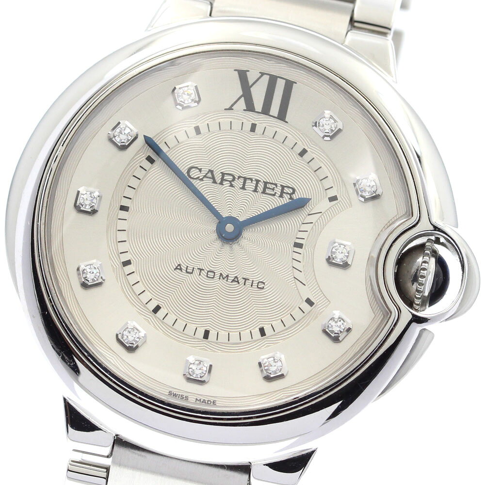 カルティエ CARTIER WE902075 バロンブルー 36mm 11Pダイヤ 自動巻き ボーイズ _972641