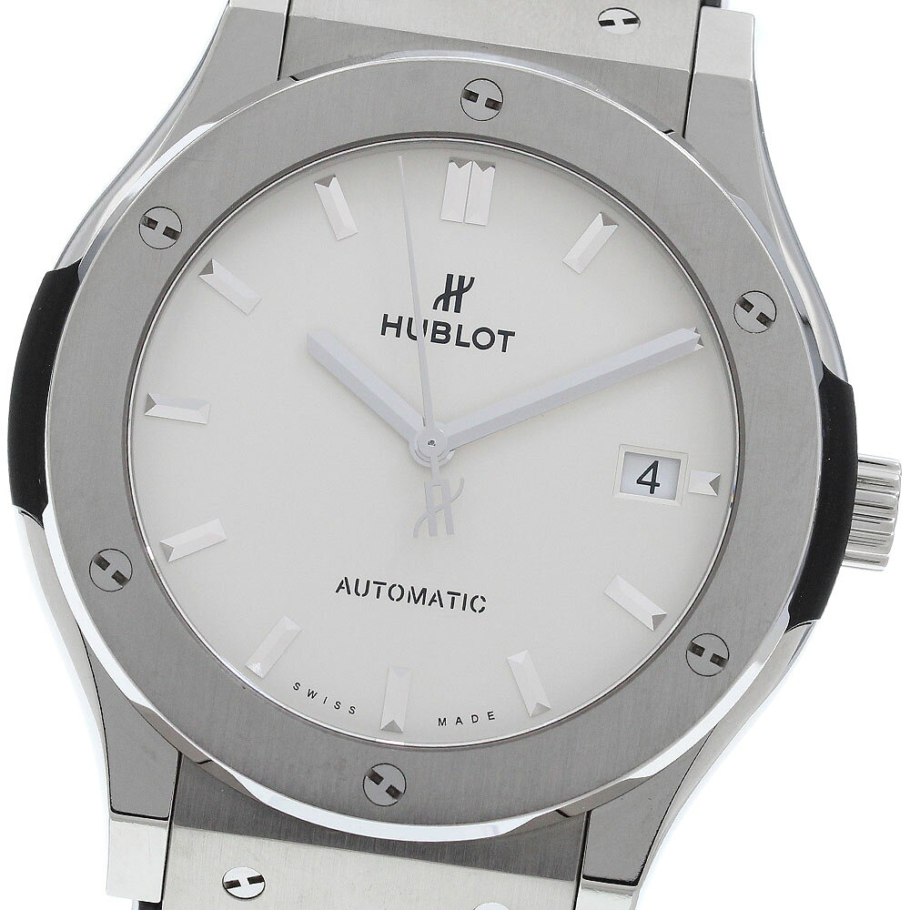 ウブロ HUBLOT 511.NX.2611.LR クラシック・フュージョン チタニウム オパリン デイト 自動巻き メンズ 良品 保証書付き_986107