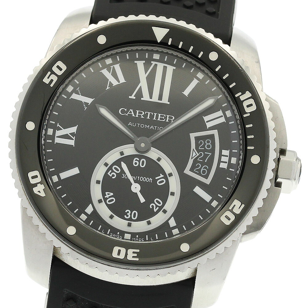 カルティエ CARTIER W7100056 カリブル ドゥ カルティエ ダイバー デイト スモールセコンド 自動巻き メンズ 保証書付き_977629