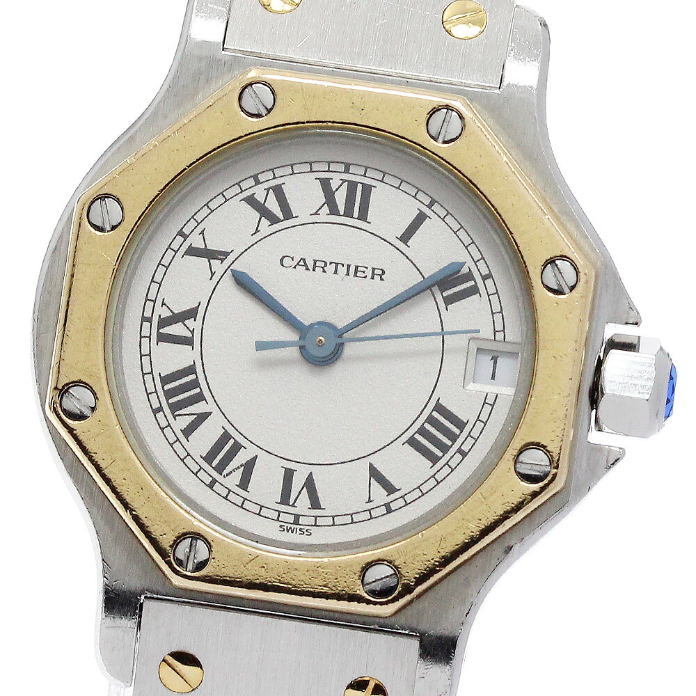 カルティエ CARTIER W2001683 サントスオクタゴンSM デイト YGコンビ クォーツ レディース _918658