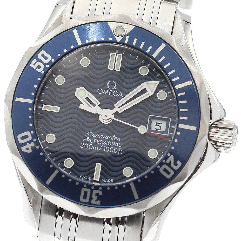 オメガ OMEGA 2583.80 シーマスター300 デイト クォーツ レディース 美品 保証書付き_977242