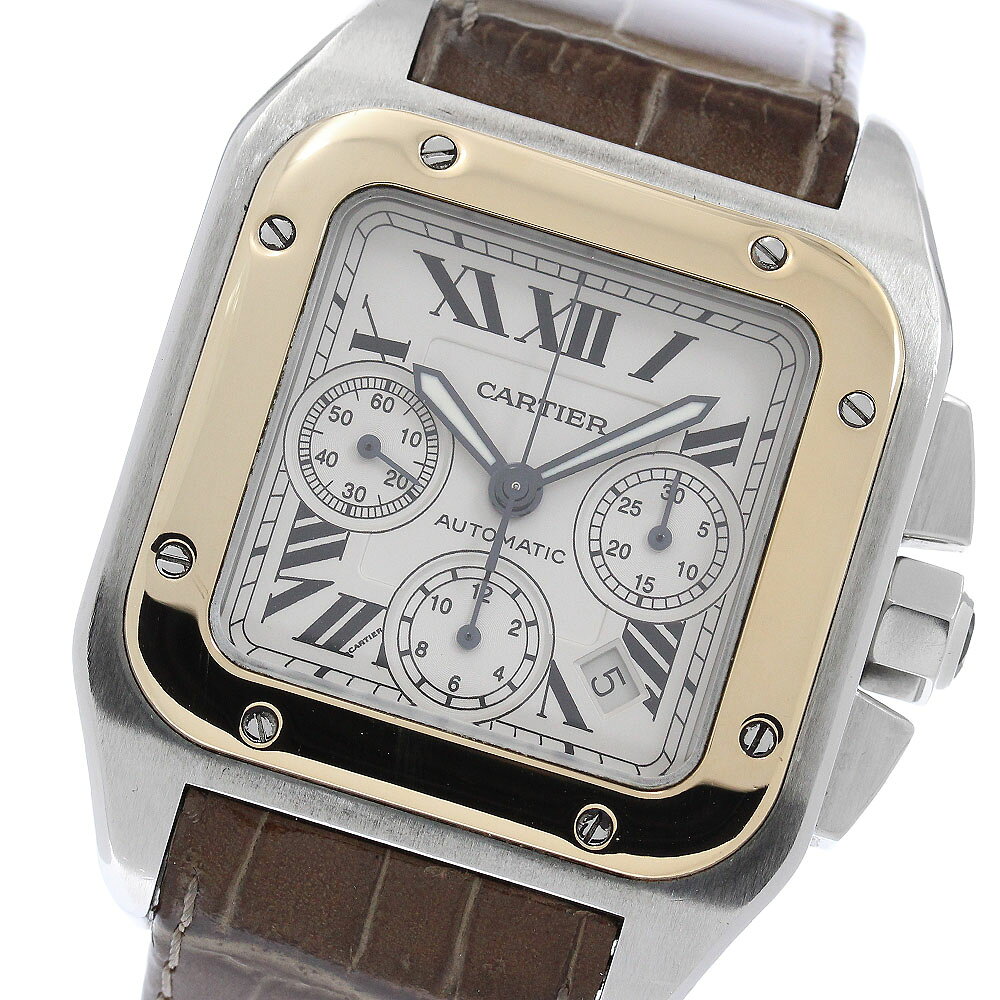 カルティエ CARTIER W20091X7 サントス100 K18YGベゼル クロノグラフ 自動巻 ...