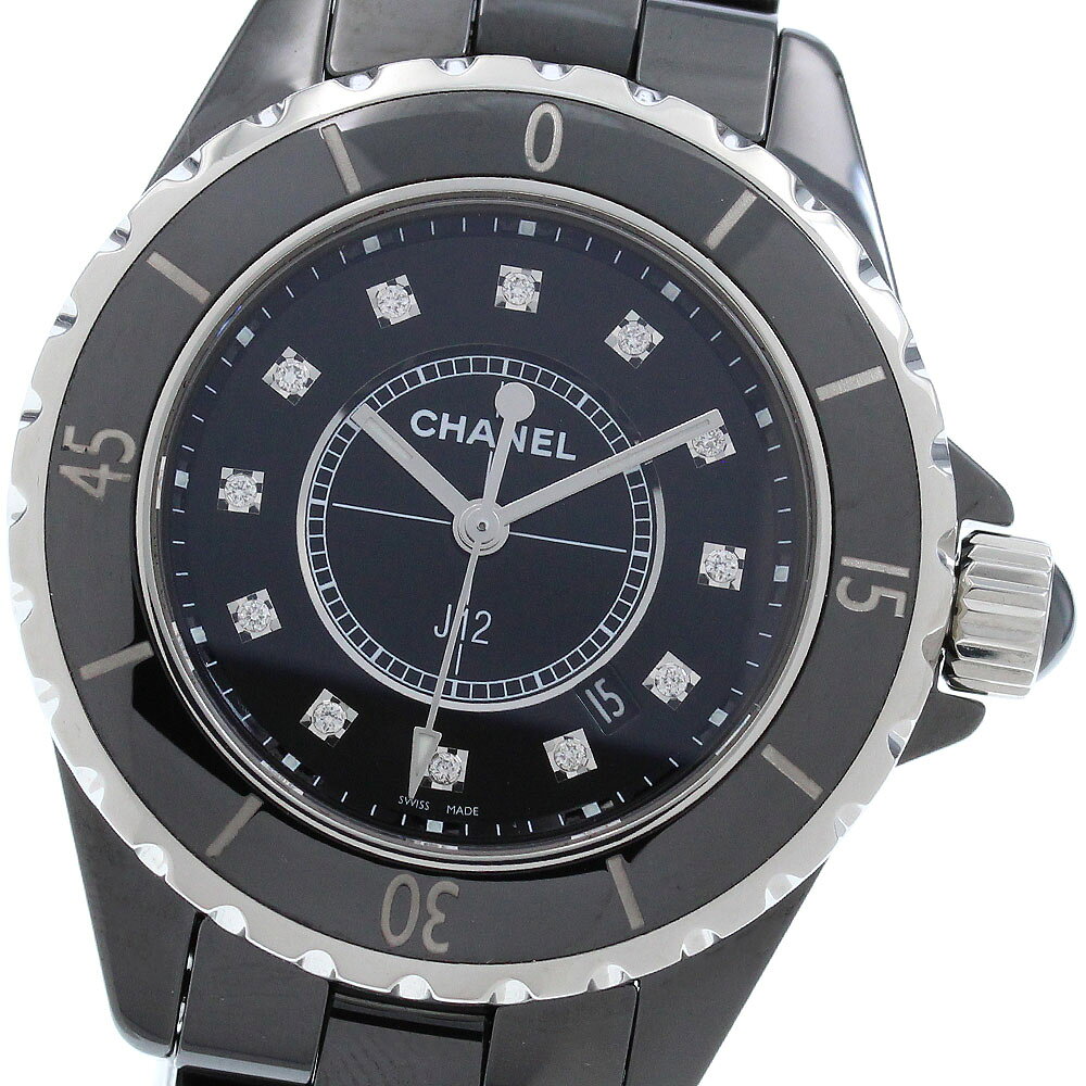 シャネル CHANEL H1625 J12 黒セラミック 33mm 12Pダイヤ クォーツ レディー ...