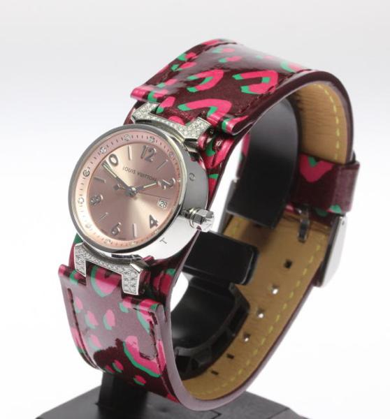 良品 箱付 ルイ・ヴィトン タンブールPM ブラッシュ ディアモン 12P・ラグダイヤ Q121Y クォーツ レディース【18104】【19013】【中古】【event10】