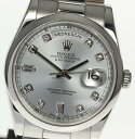 ROLEX ロレックス デイデイト プラチナ Ref.118206A P番 アイスブルー メンズ 自動巻き 10Pダイヤ★【中古】