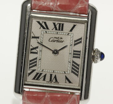 【Cartier】 カルティエ マストタンク シルバー925 Dバックル 社外革ベルト クォーツ レディース【180824】【中古】