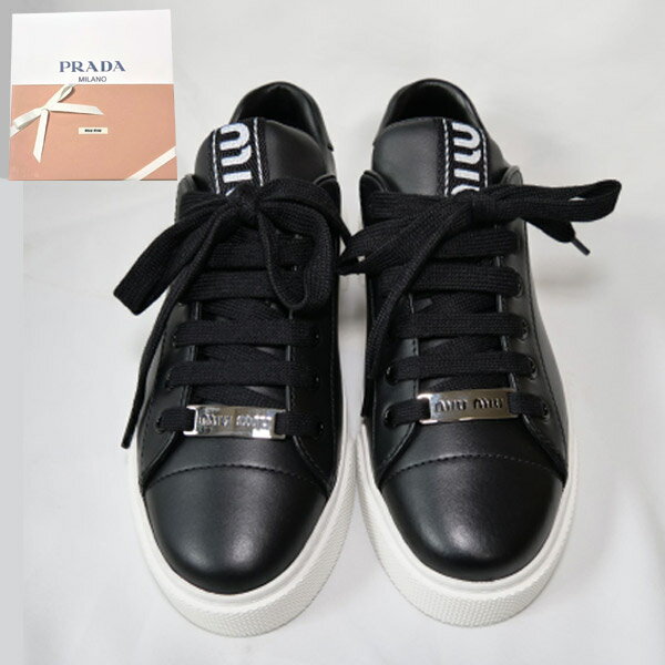 【新品■正規品■送料無料■ギフト包装無料】 MIUMIU ミュウミュウ ロゴプレート レザースニーカー 5E165D 靴 レディース 女性 ギフト プレゼント 誕生日 お祝いのサムネイル