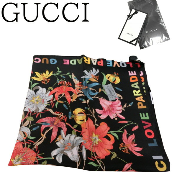 グッチ マフラー（レディース） 【新品■正規品■送料無料■ギフト包装無料】GUCCI◆グッチ 上品 フラワープリント シルクマフラー 704127 3G001 1000　レディース　就職 入学 成人 箱付き ギフト プレゼント 誕生日 記念日