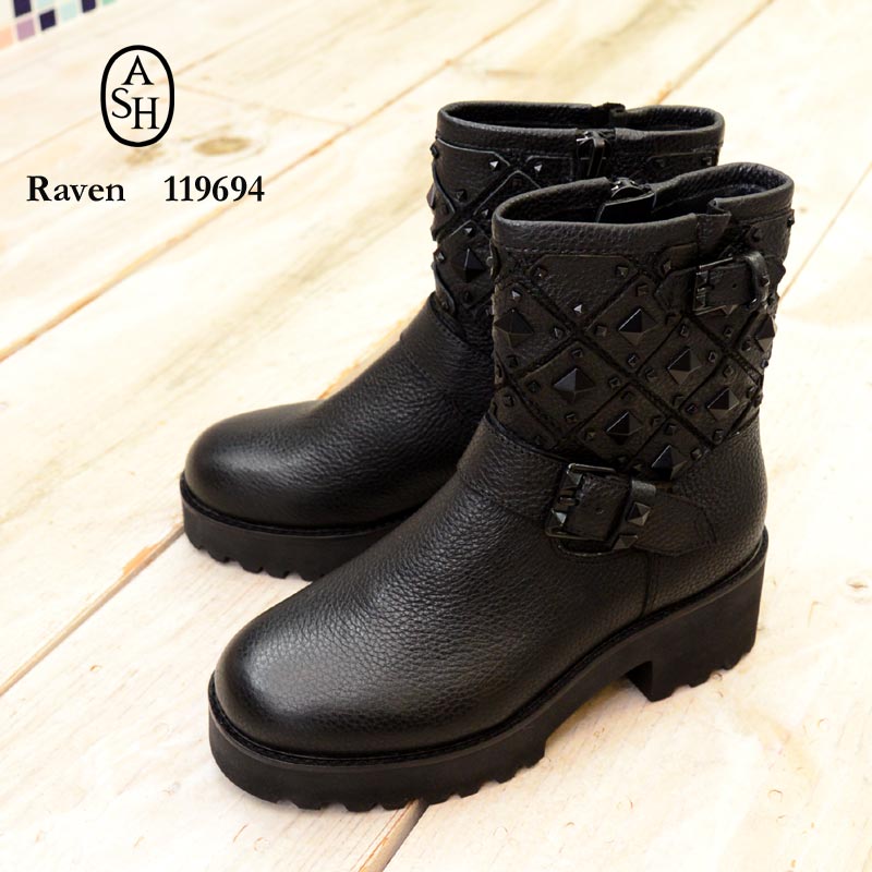 ASH(アッシュ)Raven 119694(エンジニア　ブーツ　スタッズ　厚底　レザー)