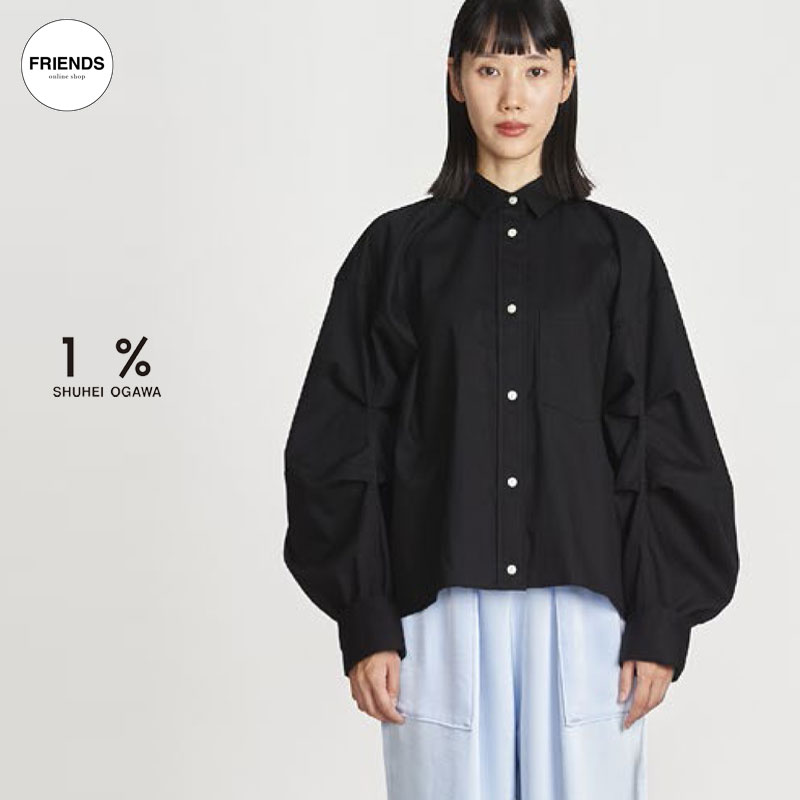 Rakuten - 1%(イチパーセント) Bigスリーブブラウス 26S-B-11 デザインシャツ デザイントップス ブラウス 袖コンシャス シャツ 羽織 ゆったり サイズ2 30/40/50/60代 大人の女性 レディース
