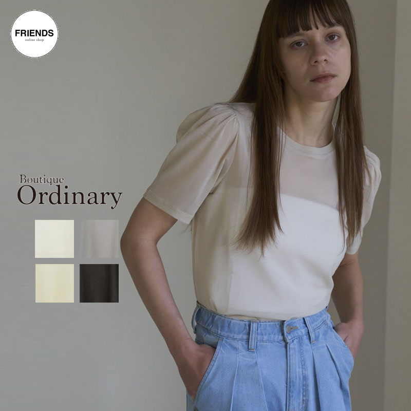 Boutique Ordinary (ブティックオーデナリー）チュールメッシュスリーブオプルオーバー BO26-503T デザイントップス Tee チュールT ロンT レディース オーデナリー 30/40/50/60代 ブランド サマー サマー SUM