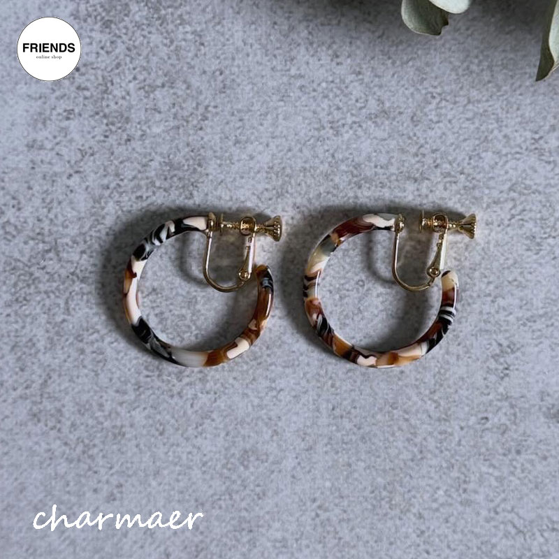 Rakuten - 【予約】【charmaer 2026 Autumn 】charmaer(チャ―マー）マーブルフープイヤリング 256784 レディース アクセサリー イヤリング ピアス リング 指輪 30/40/50/60代 ブランド オータム 2026 AWブランド